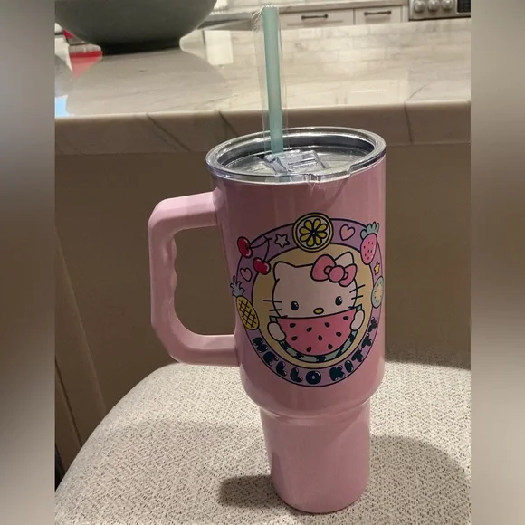 Hello Kitty 40oz Tumbler with straw 
Kawaii fruit NWOT - Picture 2 of 9